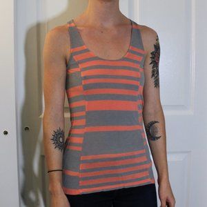 Pink and Grey Striped Tank Top